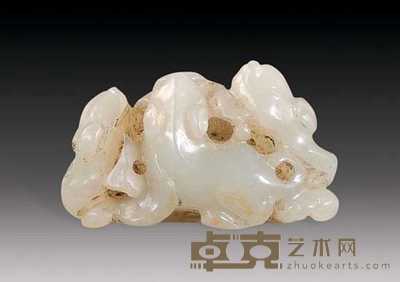 清 玉雕三欢坠 长4.2cm